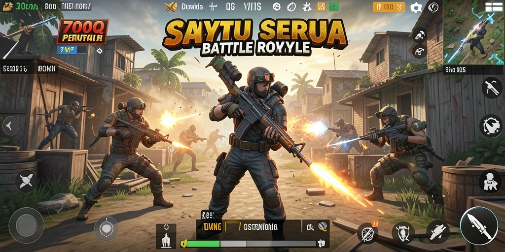 Gameplay 700Q menunjukkan pertempuran intens di medan perang Battle Royale.