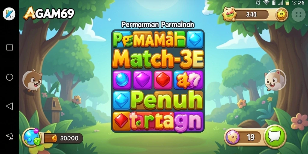 Screenshot AGAM69 menampilkan momen seru dalam gameplay Match-3.