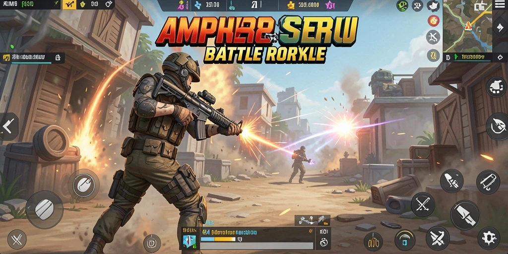 Tampilan gameplay seru di AMPER88 saat bertarung dengan pemain lain.