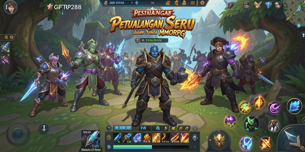 Tangkapan layar dari gameplay <strong>GIFTRP288</strong> menampilkan pertempuran epik dan dunia fantastis.