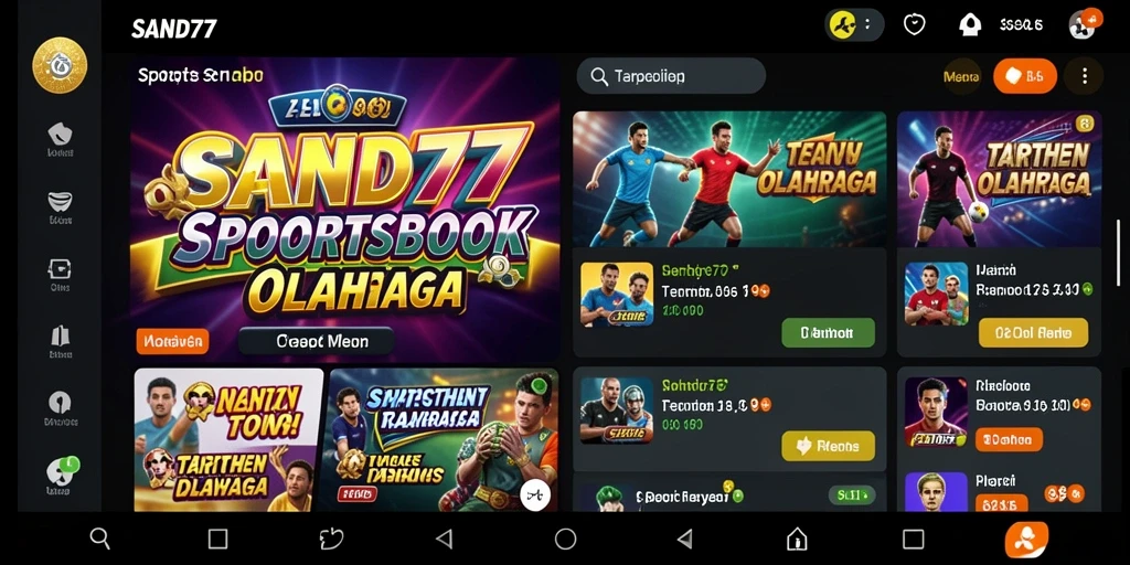 Tangkapan layar gameplay SAND77 menampilkan aksi taruhan olahraga yang seru.
