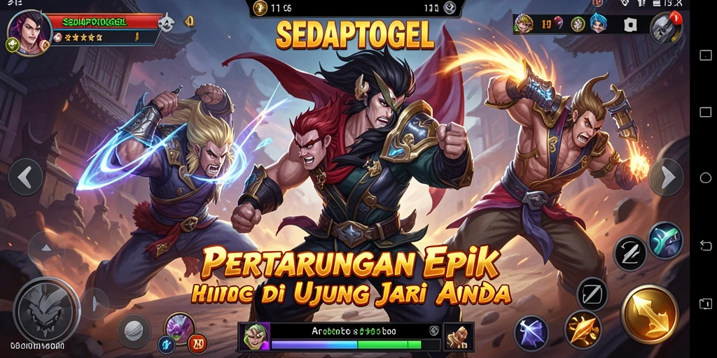 Screenshot aksi mendebarkan dalam SEDAPTOGEL dengan karakter bertarung.